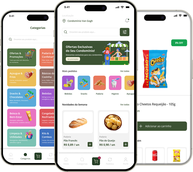 Telas do app Emporio Teixeira